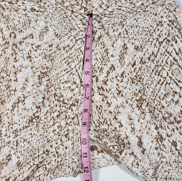 Brown Snake Print Linen Blend Cropped Pants Sz 8 Elastic Waist Breathable Career - Picture 11 of 11